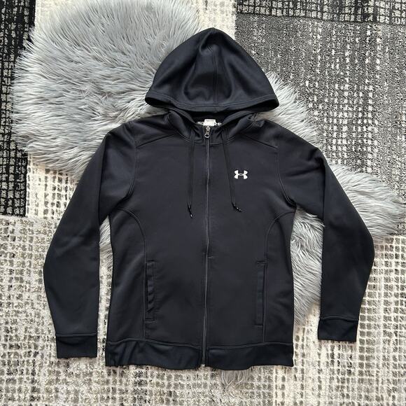 Under Armour Women’s Black‎ Hooded Semi-Fitted Sweatshirt Size Medium - Picture 1 of 2